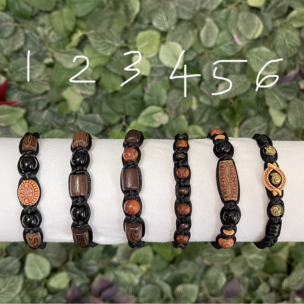 🔥 Handmade Adjustable Black Paracord Beaded  Bracelets Men/Women